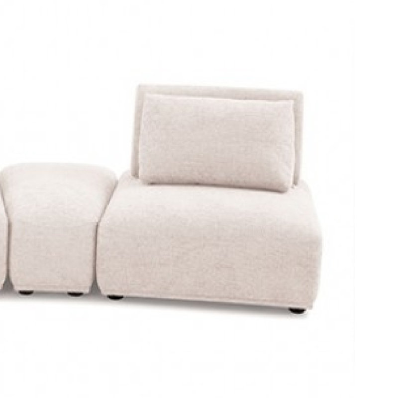 Canapé modulaire courbé 3 places Stavan, profondeur d'assise réglable, Boucle brun clair