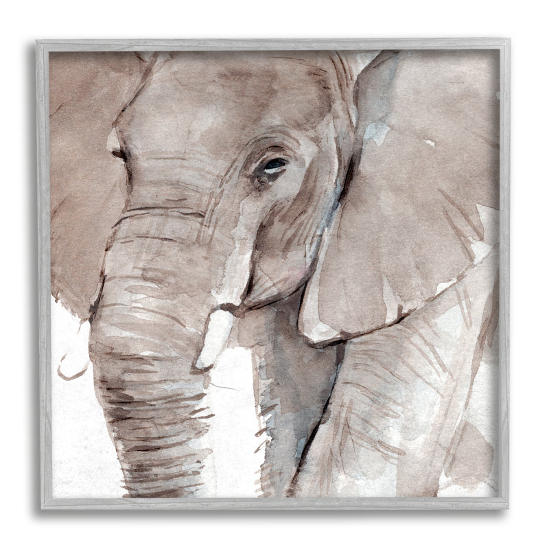 «9_Elephant Trunk Animal Portrait Grey Wrinkles Small Husks» par Art, H 12 po x l 12 po, Estampe numérique Farmhouse