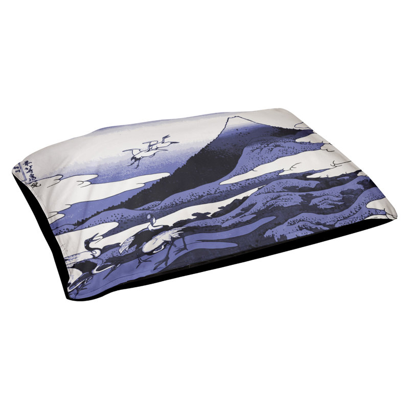 Coussin de concepteur japonais pour grues Burkart, L 32,5 po x l 42,5 po, Bleu / Noir