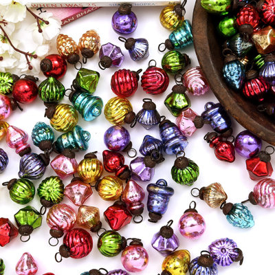 25 Glass Vintage Christmas Ornaments Set Retro Christmas Ornaments