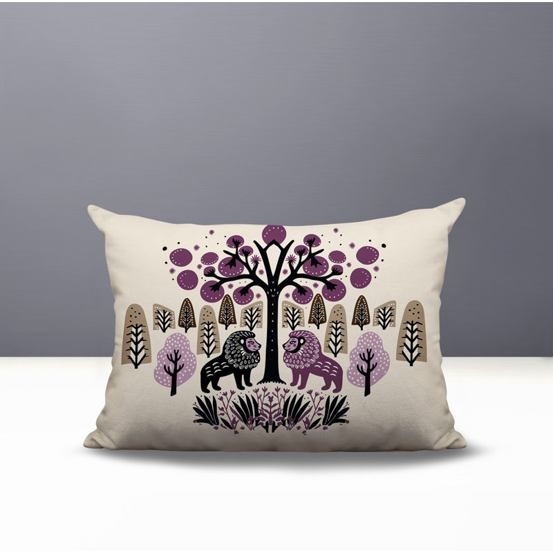 Oreiller rectangulaire intérieur / extérieur Comas Lion, Rectangle H 14 po x l 20 po, Mauve