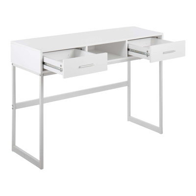 Contemporary Metal And Wood Console Table With Two Drawers And Sleek Design For Modern Living Spaces