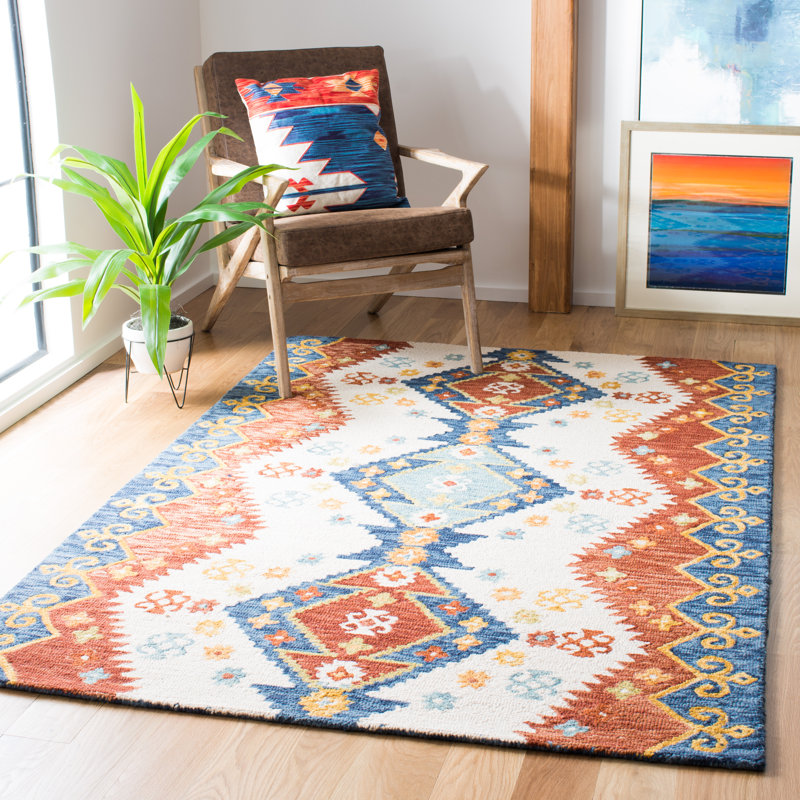 Deyoung Hand Tufted 0.8 Wool, 0.1 Cotton, 0.1 Latex Southwestern Rug, Rectangle 4' x 6'