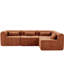 Canapé d'angle orange capitonné de 145,5 pouces, modulable en 4 parties, 3 configurations, mousse haute densité, doux et antitache, montage facile pour les espaces de vie, design configurable, revêtement en cuir, aucun assemblage requis