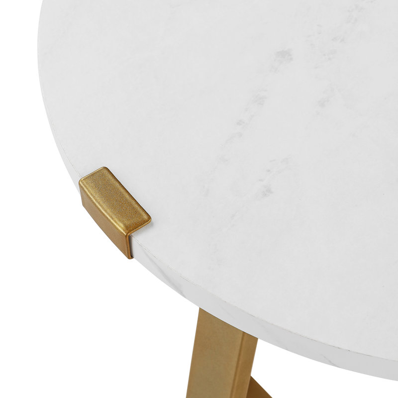 Table de bout ronde rustique, Doré