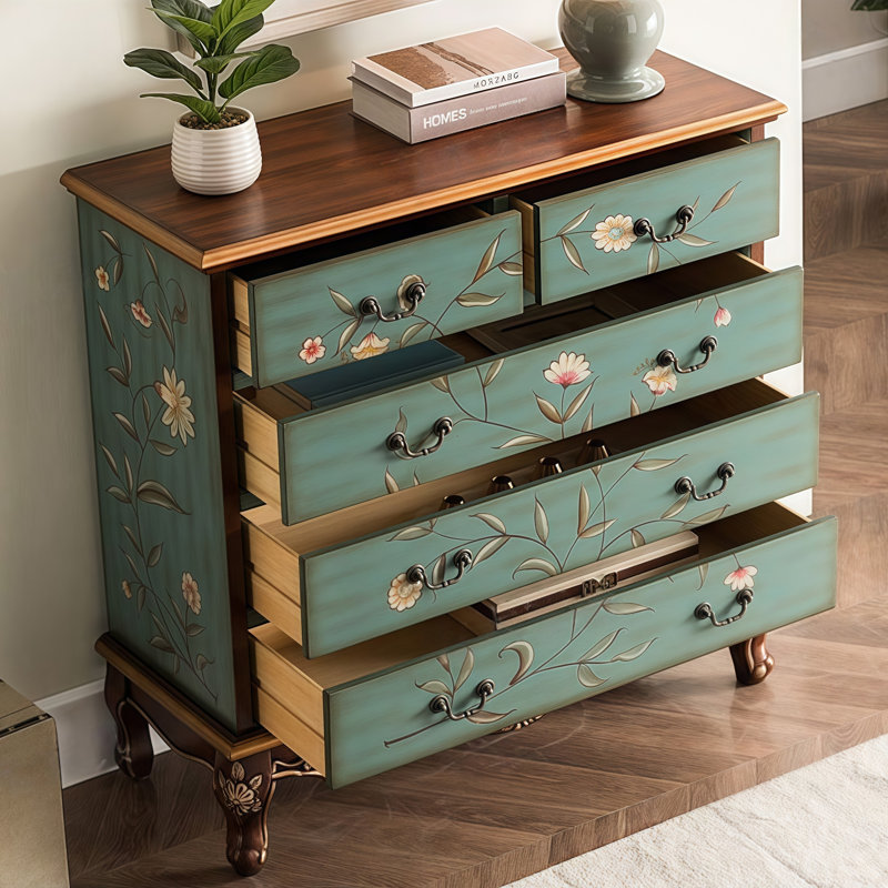 Green Solid Wood Accent Cabinet, Green