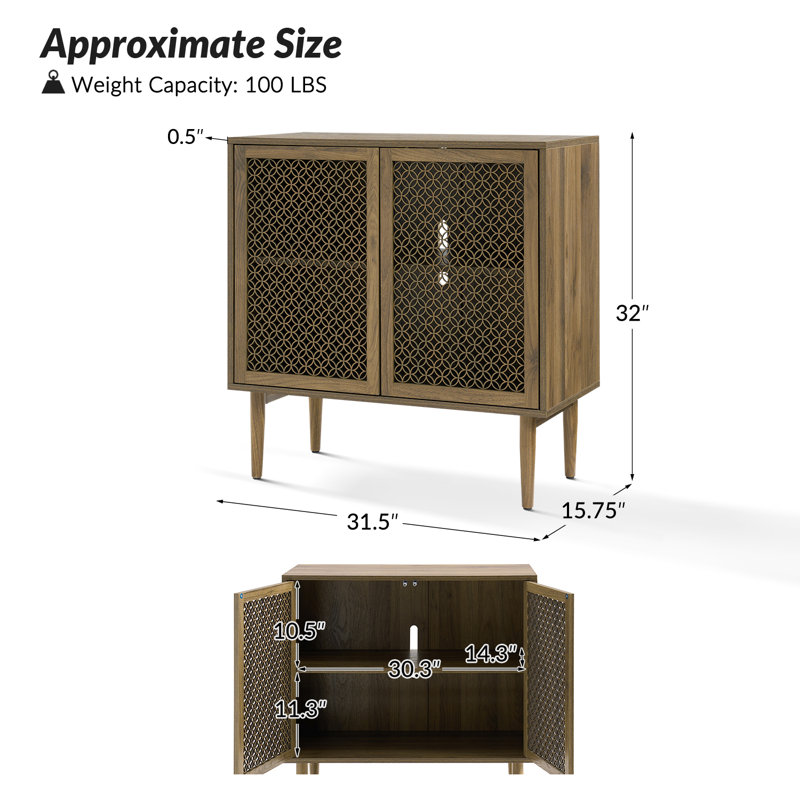 Armoire d'appoint 31,5 "avec éclairage à DEL Fabion (ensemble de 2), Noyer
