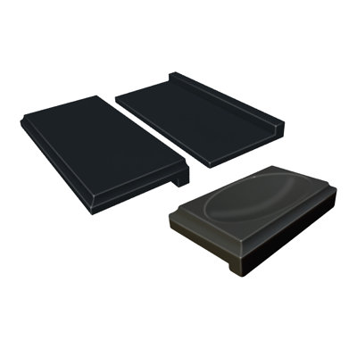 8-in x 4-in x 1-in Solid Surface Shower Shelf and 5-in x 3-in x 1-in Solid Surface Soap Dish Kit, Black, 8C79CFA5330B4DD4BEB6B971F74589F8