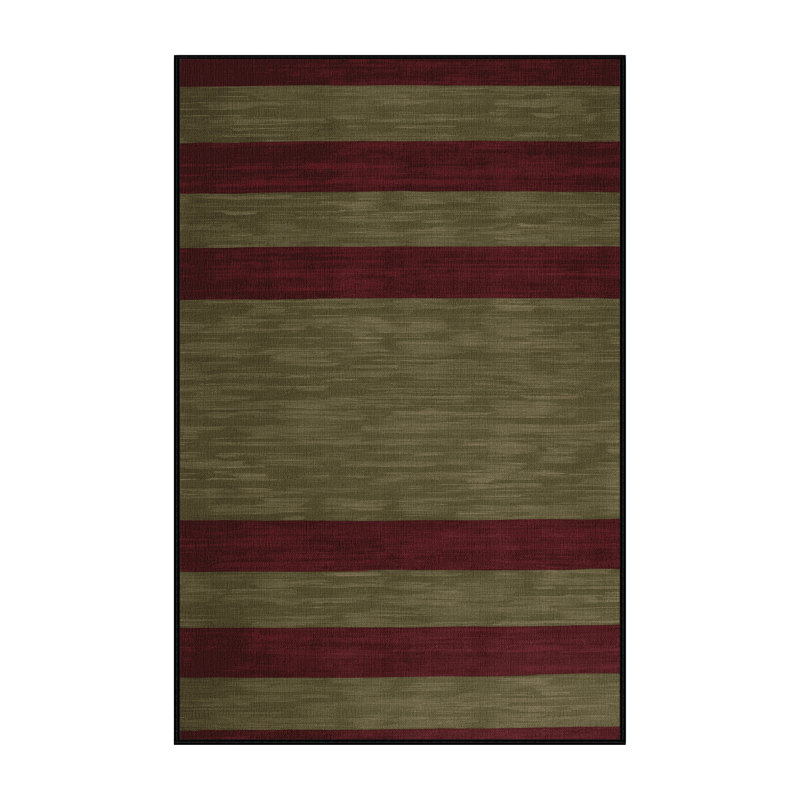 Tapis brun à rayures horizontales lavable à la machine, Rectangle 6 pi x 9 pi