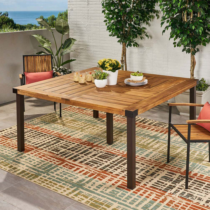 Table de salle à manger d'extérieur en bois d'acacia