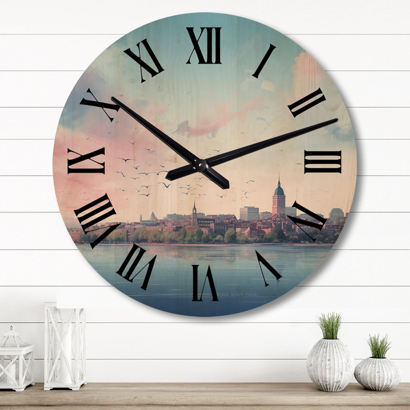 Horloge murale Boston City Skyline - Cityscapes, Grand