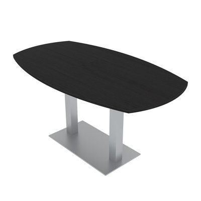 Arc Boat Shaped Conference Table with Double Base by Inbox Zero