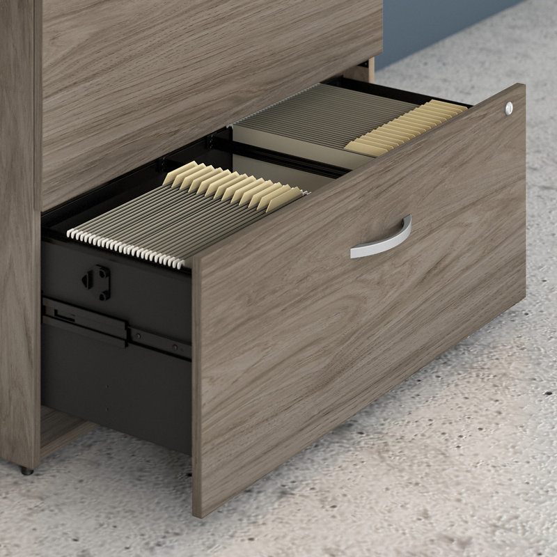 Classeur latéral à 2 tiroirs Hybrid, Hickory moderne