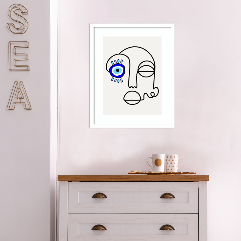 No Evil Permise - Reproduction d'art graphique sur papier encadré, H 25 po x l 20 po, Blanc