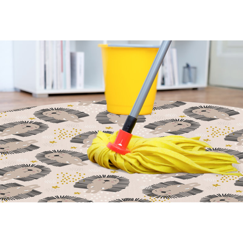 Saarim Vinyl Machine Printed Area Rug, Round 150cm