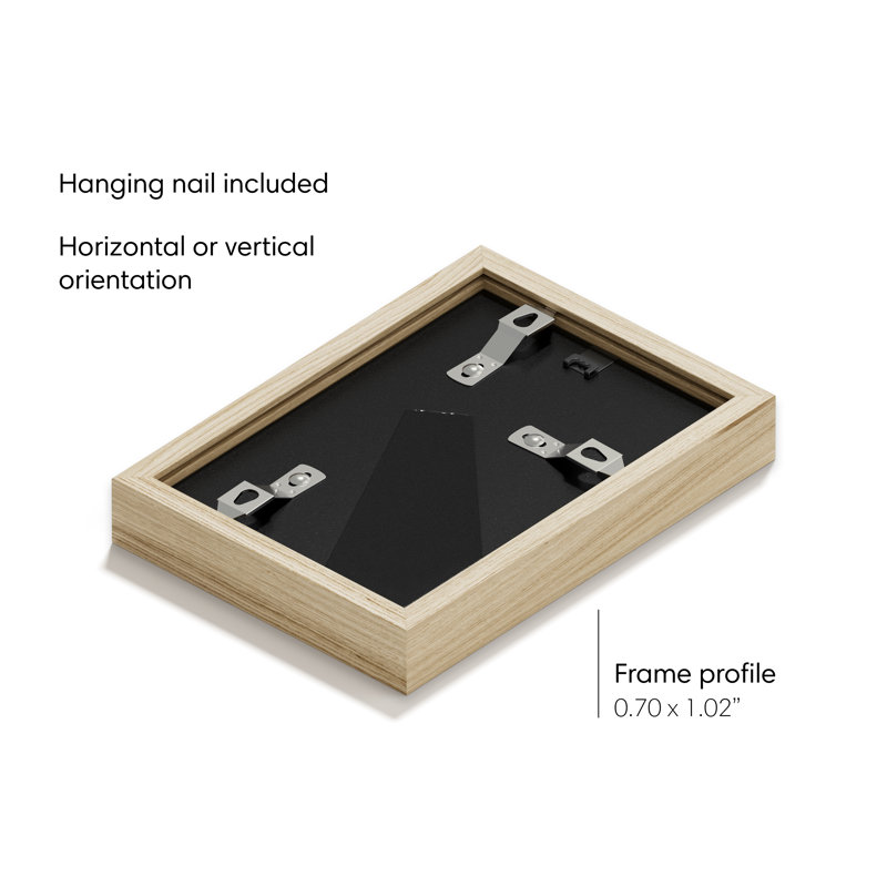 Solid Wood Picture Frame with Glass, 4" W x 6" H, Beige