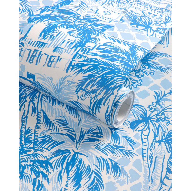 Lilly Pulitzer Palm Beach Wallpaper, Blue/Lapis