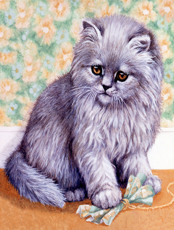 Grey Cat by Daphne Baxter 2-Sided Garden Flag, 15" H  x 11" W
