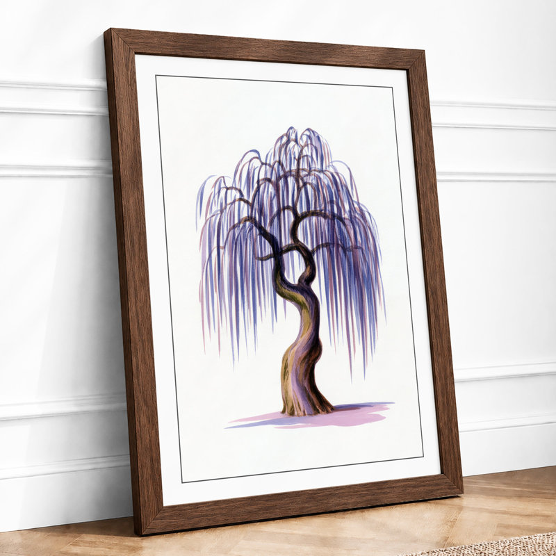 Weeping Willow At Dusk Botanical - Print, A2 - 59.4 x 42.0 cm, Walnut