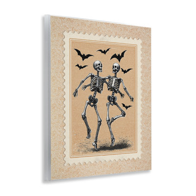 Plaque murale rétro avec squelettes dansants, design par Arlington Prints