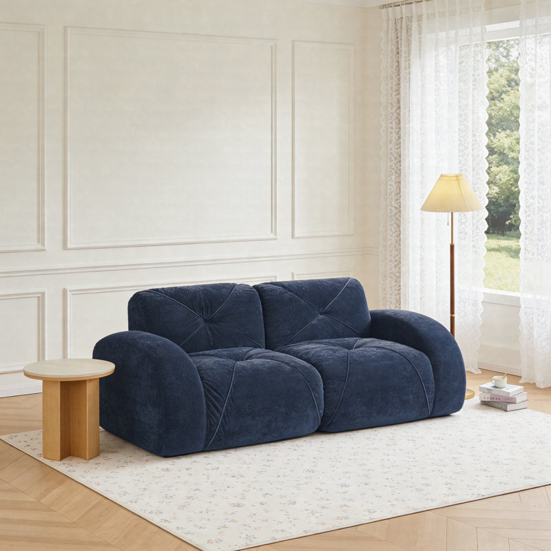 Canapé 2 places Cloud sans os, canapé-lit en velours capitonné avec mousse haute densité, canapé modulaire sans assemblage pour salon et appartement