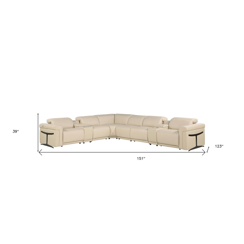 Canapé modulaire en L beige avec huit pièces