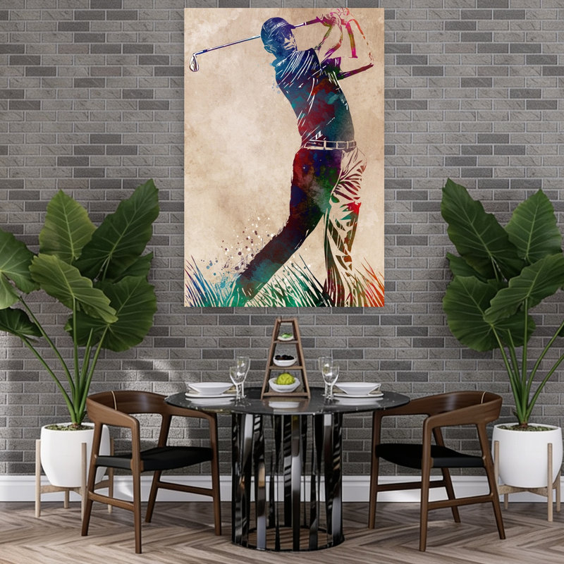 Vibrant Golf Swing Abstract Colorful Vibrant Wall Art Print by Justyna Jaszke - Wrapped Canvas Print, 152.4cm H x 101.6cm W