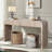 Minelba Farmhouse Console Table with Two Hidden Handle Drawers and Curved Edge