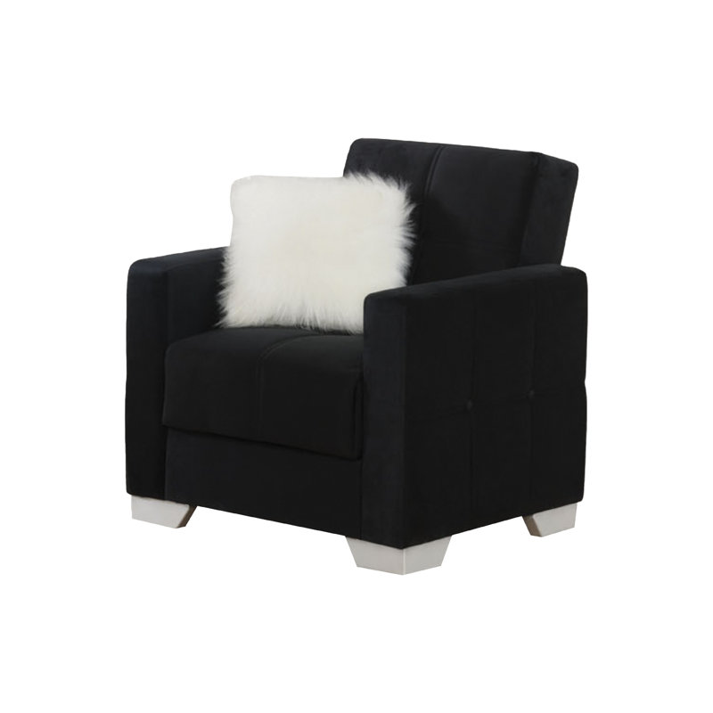 Danail Upholstered Armchair, Black 100% Polyester
