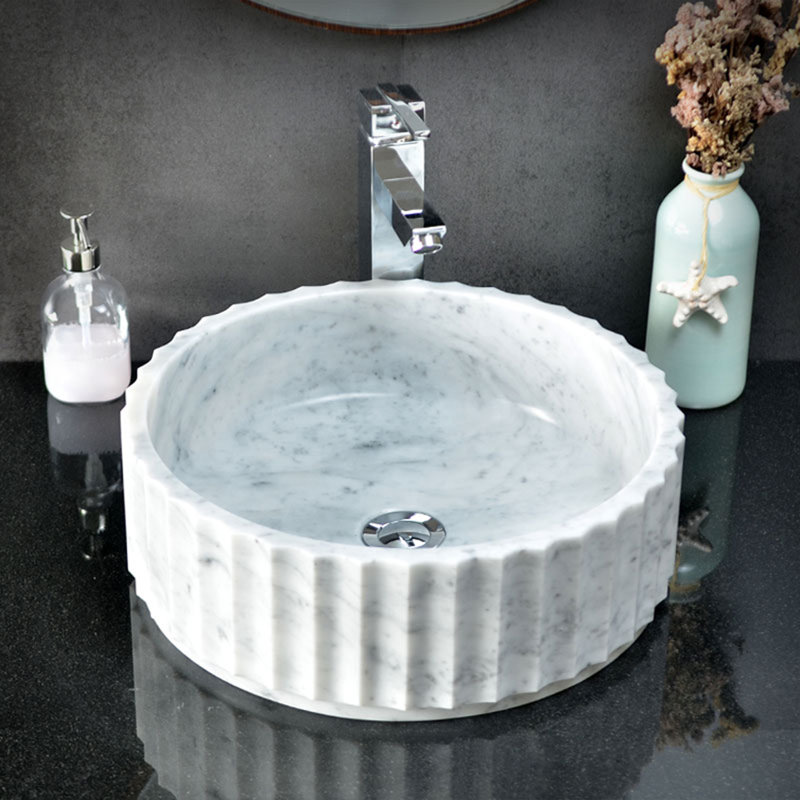 AA Warehousing 15.75'' White Stone Circular Bathroom Sink