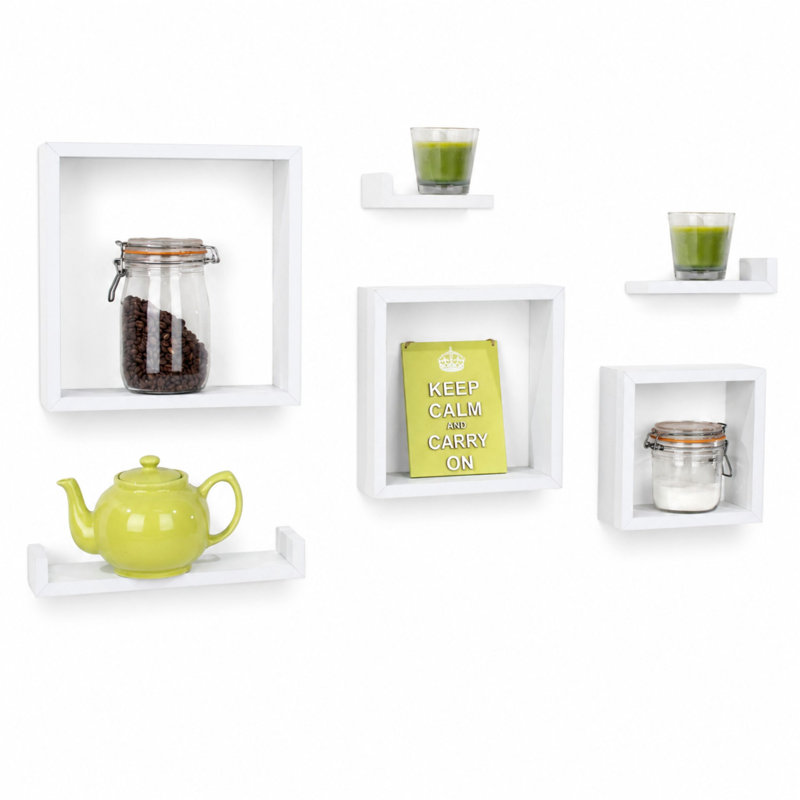 Hudson Shelf Kits, 6 Piece Wall Shelf Pack, White