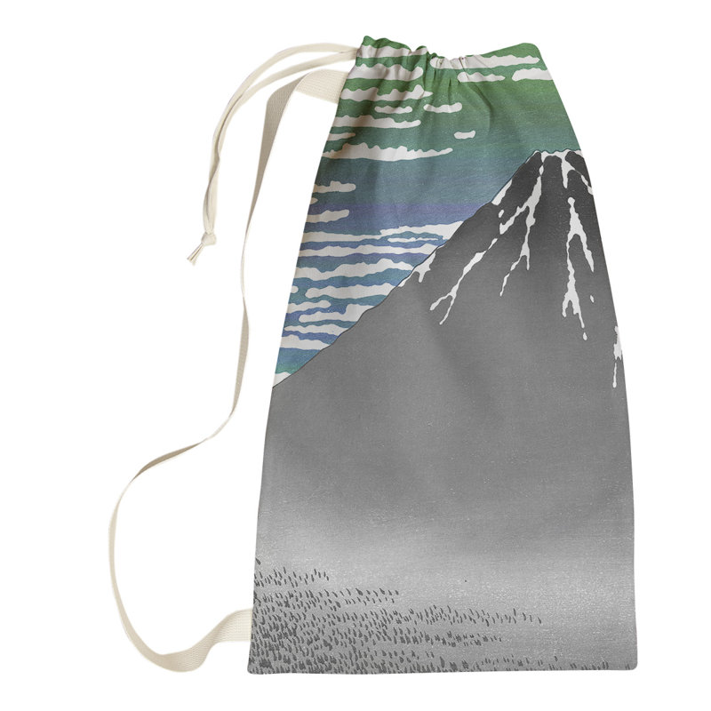 Katsushika Hokusai Fabric Laundry Bag with Handles, Large (76.5" H x 29.5" W x 1.5" D), Green/Blue