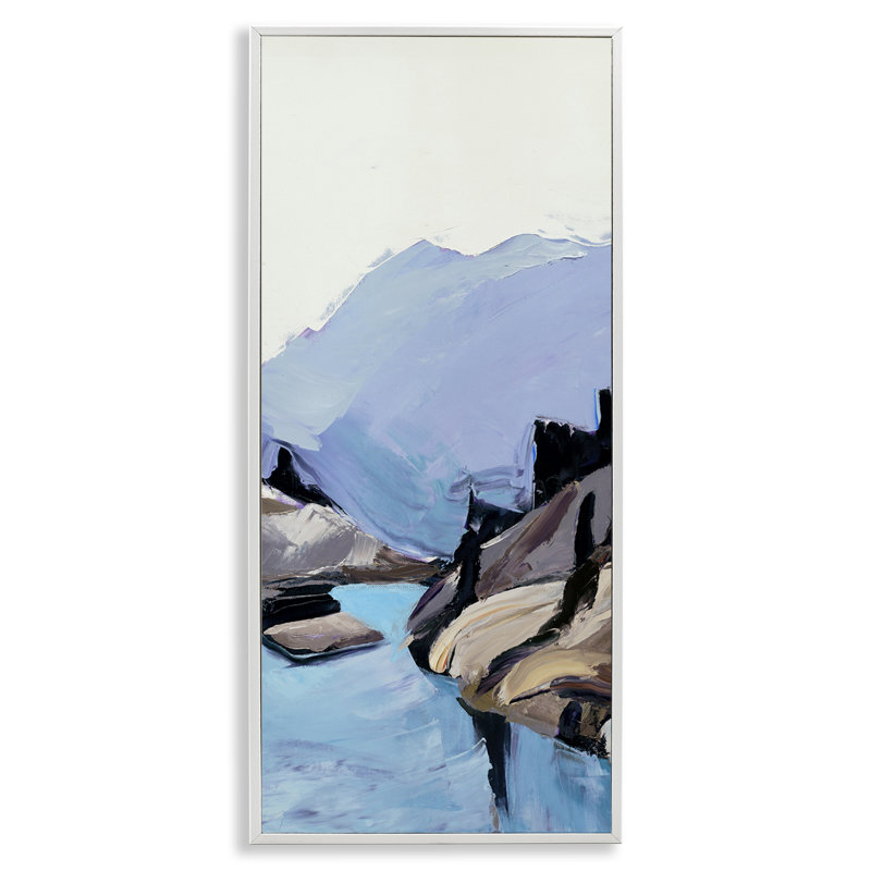 «Mountain River Abstraction», estampe numérique par Julie Denise bk-142, Estampe numérique encadrée blanc bord de mer
