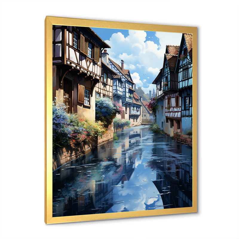 Ville de Strasbourg en France, Cadre photo doré simple, H 40 po x l 30 po x P 1,5 po