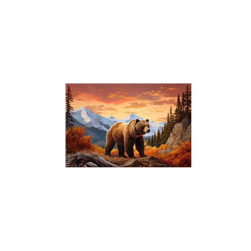 Abstract Animal Wall Art Brown Bear In The Moutain Giclee Art Print Poster Picture Forest Rocky Mountain Artwork