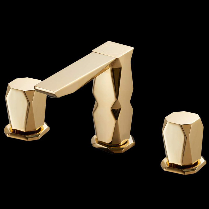 Ikon Luxury Widespread Bathroom Faucet, Polished Gold