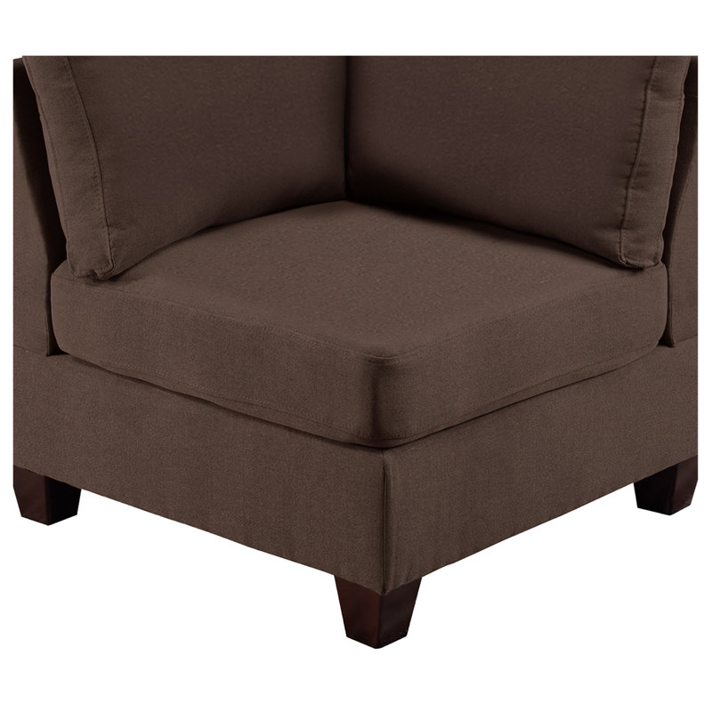 Black Coffee Modular - 3pc, Fauteuil en tissu d'aspect lin, structure en bois chic,