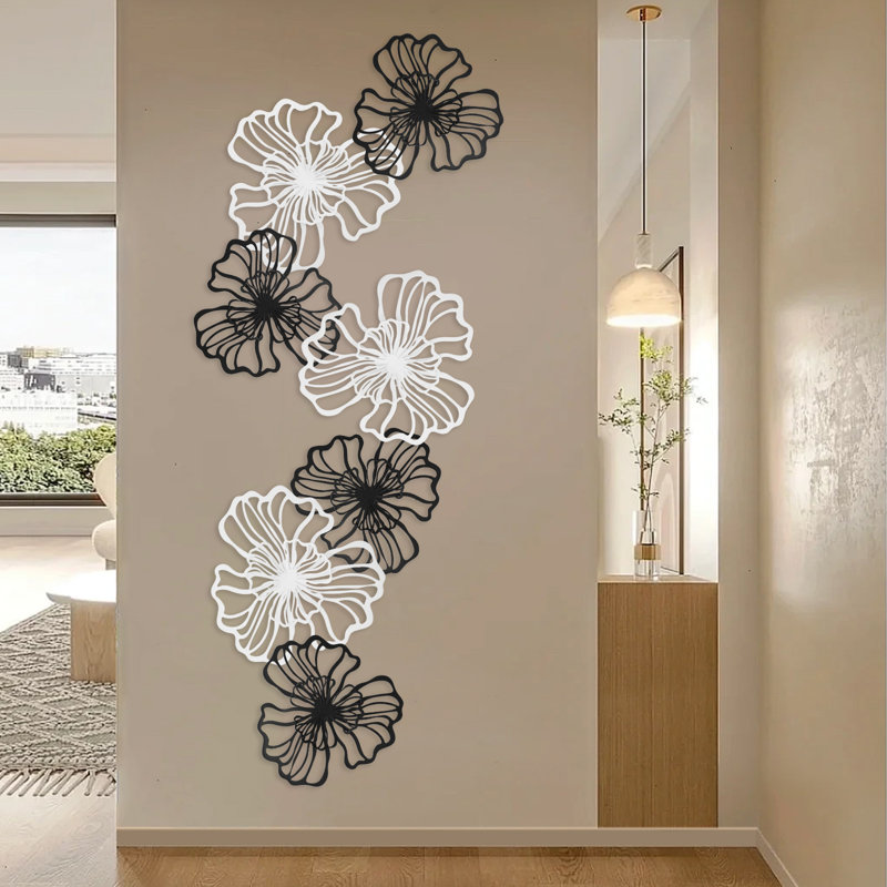 Décoration murale en métal 7 pièces 7 pièces, Noir / blanc
