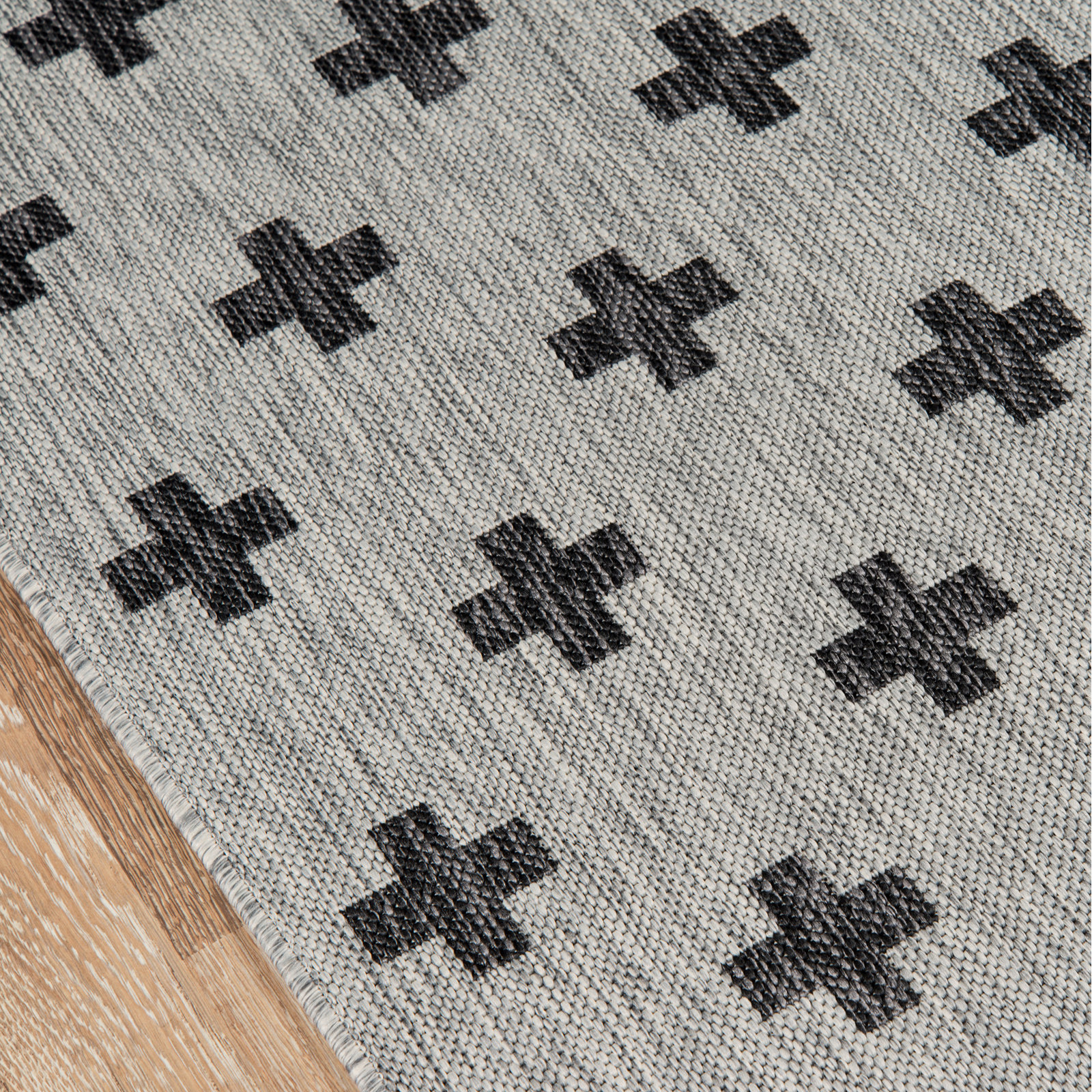 Umbria Striped Indoor / Outdoor Area Rug, Runner 2'7" x 7'6", Gray/Black