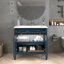 Lavabo de salle de bain 36 po Mid-Century avec verre à motif et bande lumineuse à capteur de mouvement-1529983210