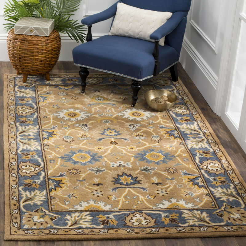 Tapis brun / bleu en laine touffeté à la main Cranmore, Rectangle 3 pi x 5 pi