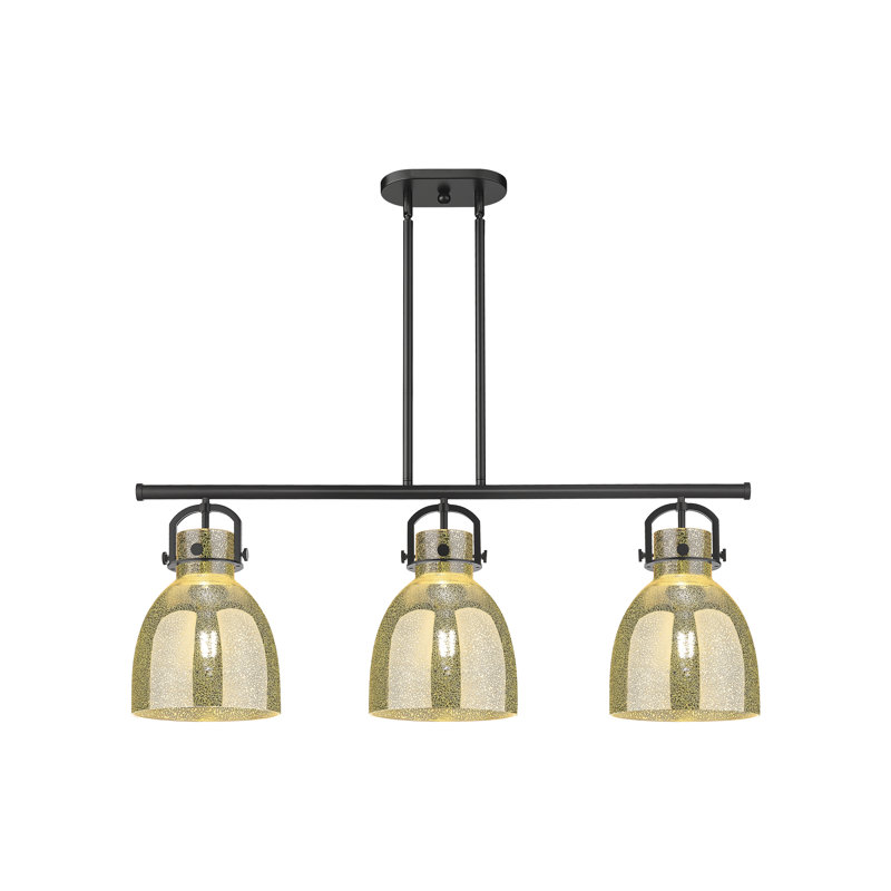 Gorlest - Luminaire suspendu pour îlot de cuisine 3 lumières, Noir mat