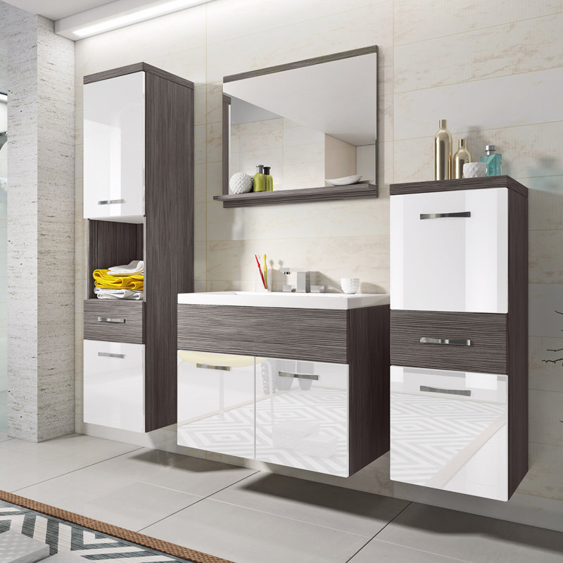 Aleicia Bathroom Furniture Suite, White/Grey