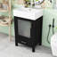 Meuble-lavabo simple moderne avec un lavabo en céramique, une porte en verre givré et beaucoup de rangement-831459486