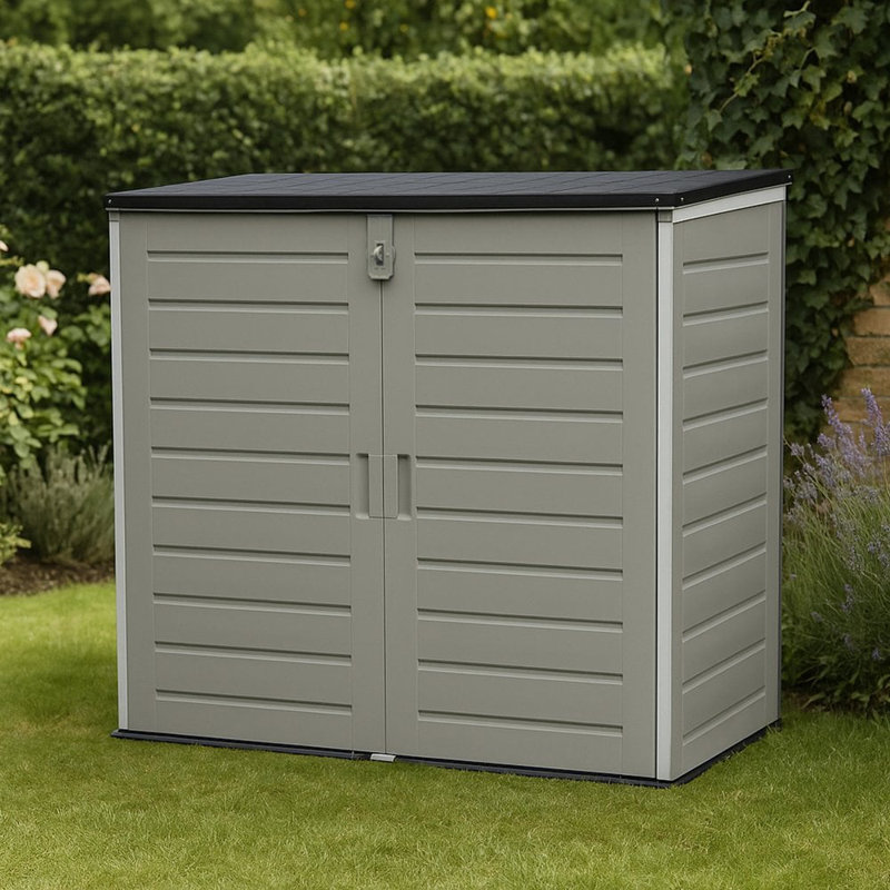 Latitude Run 140cm W 1170L Polypropylene Lockable Deck Box in Grey