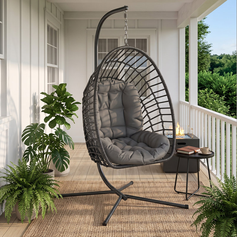 Fauteuil à œufs suspendu avec support, adapté à une utilisation intérieure et extérieure, Beige, Individuel