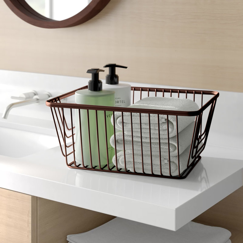 Panier en métal Ashley, Bronze, H 6,5 po x l 11,75 po x P 14,75 po