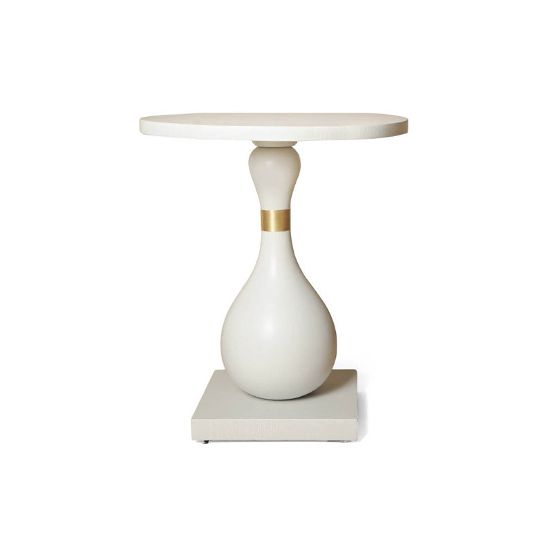 Anaan Block End Table, White, White