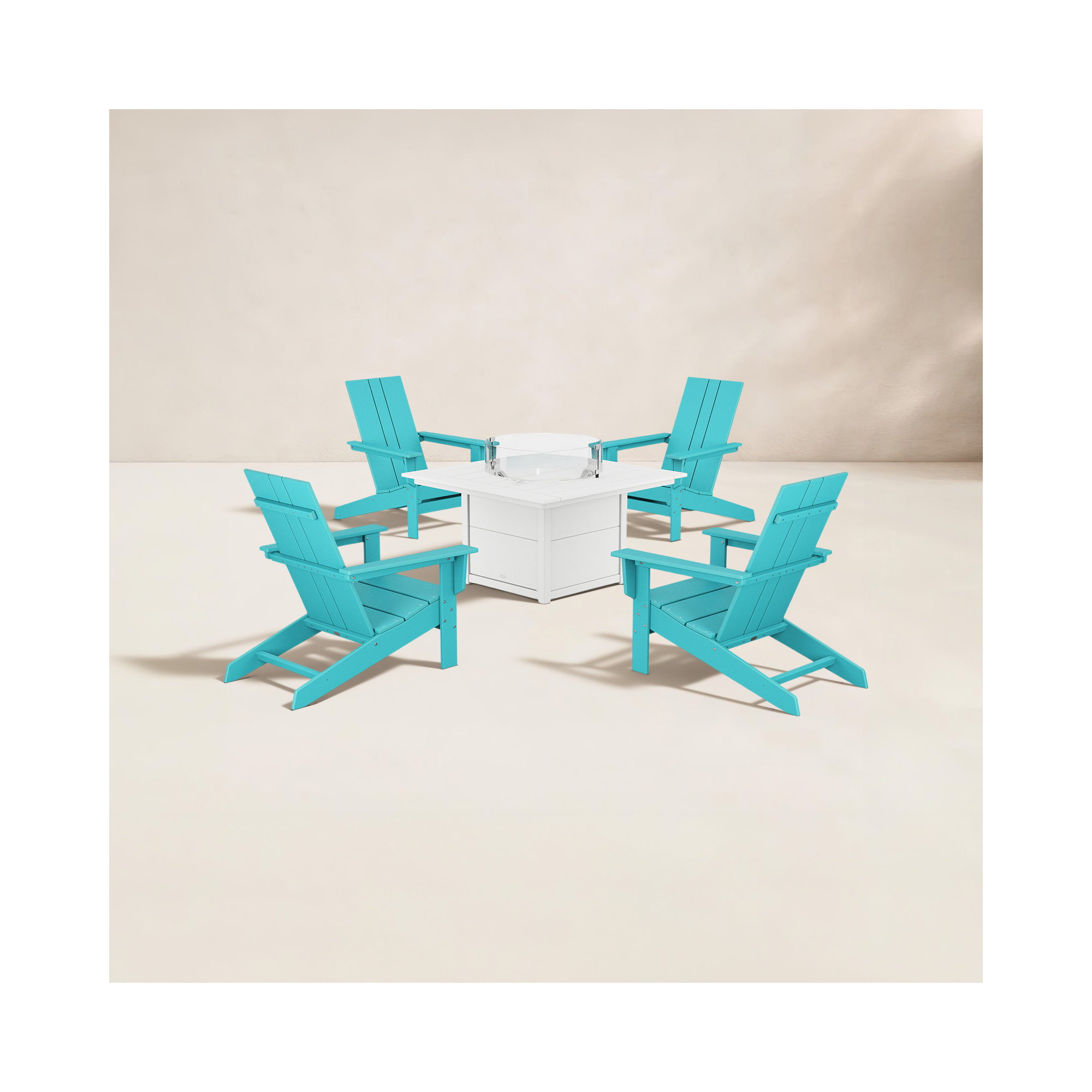 Outdoor Adirondack Chair With Table, Aruba/White