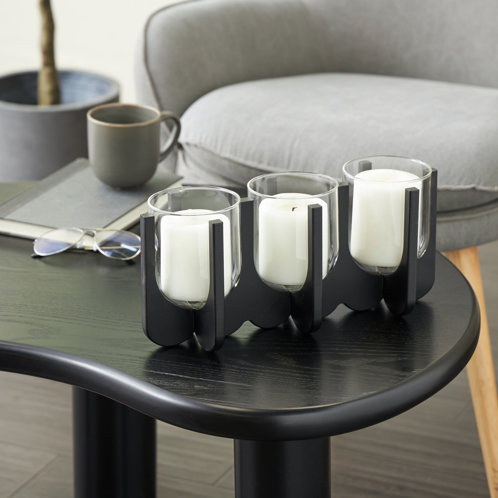 Wood Hurricane Candle Holder